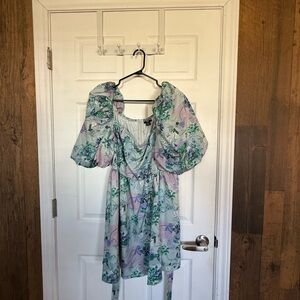 PrettyLittleThing Floral Puff Sleeve Mini Dress